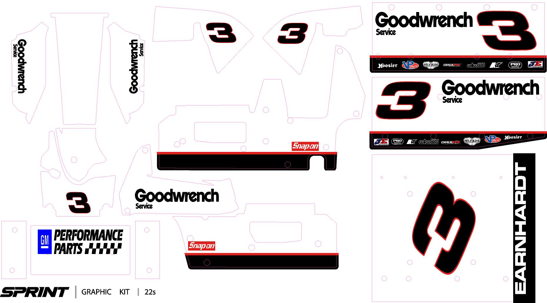 EARNHARDT 3 goodwrench losi sprint car wrap white